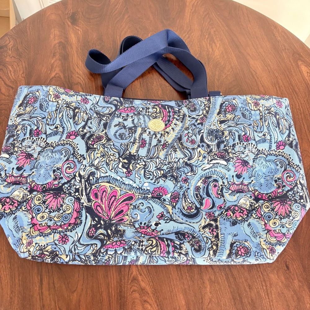 Lilly Pulitzer Canvas Tote in Paisley Parade Bag Women Blue Large